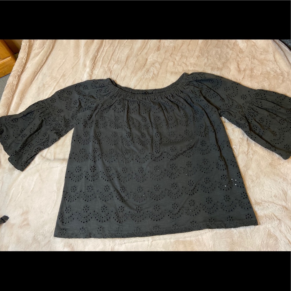 Lucky Brand Charcoal Gray 3/4 sleeve top